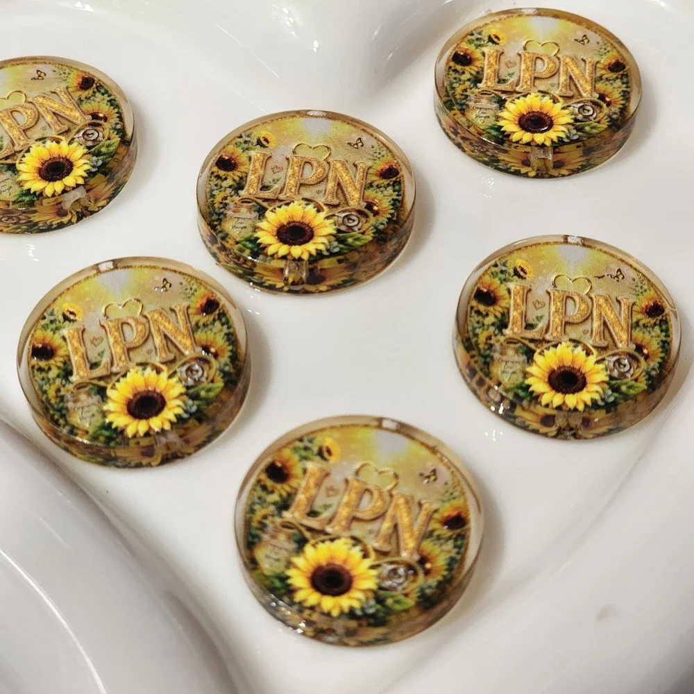 LPN Beads 2 Pcs Sunflower Focal Beads Beaded Pen Acrylic Jewelry Making Charms